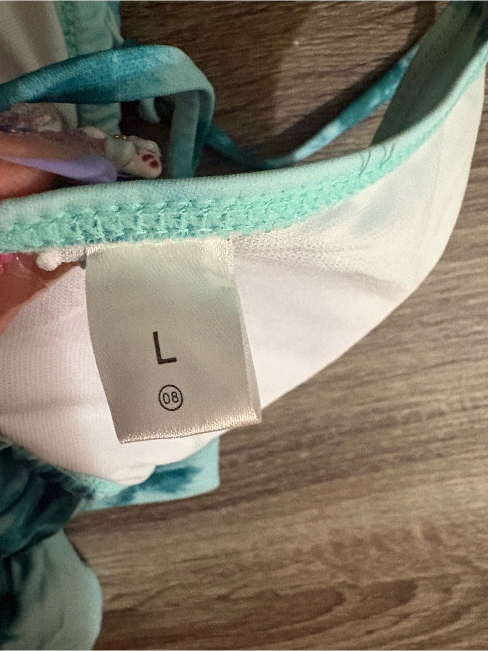 Tie-Front Sheer Swim Crop Top in Teal Tie-Dye - Picture 5 of 5